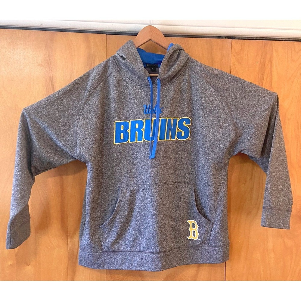 Champion Elite UCLA Bruins Mens XL Gray Heathered Fleece Hoodie Sweatshirt